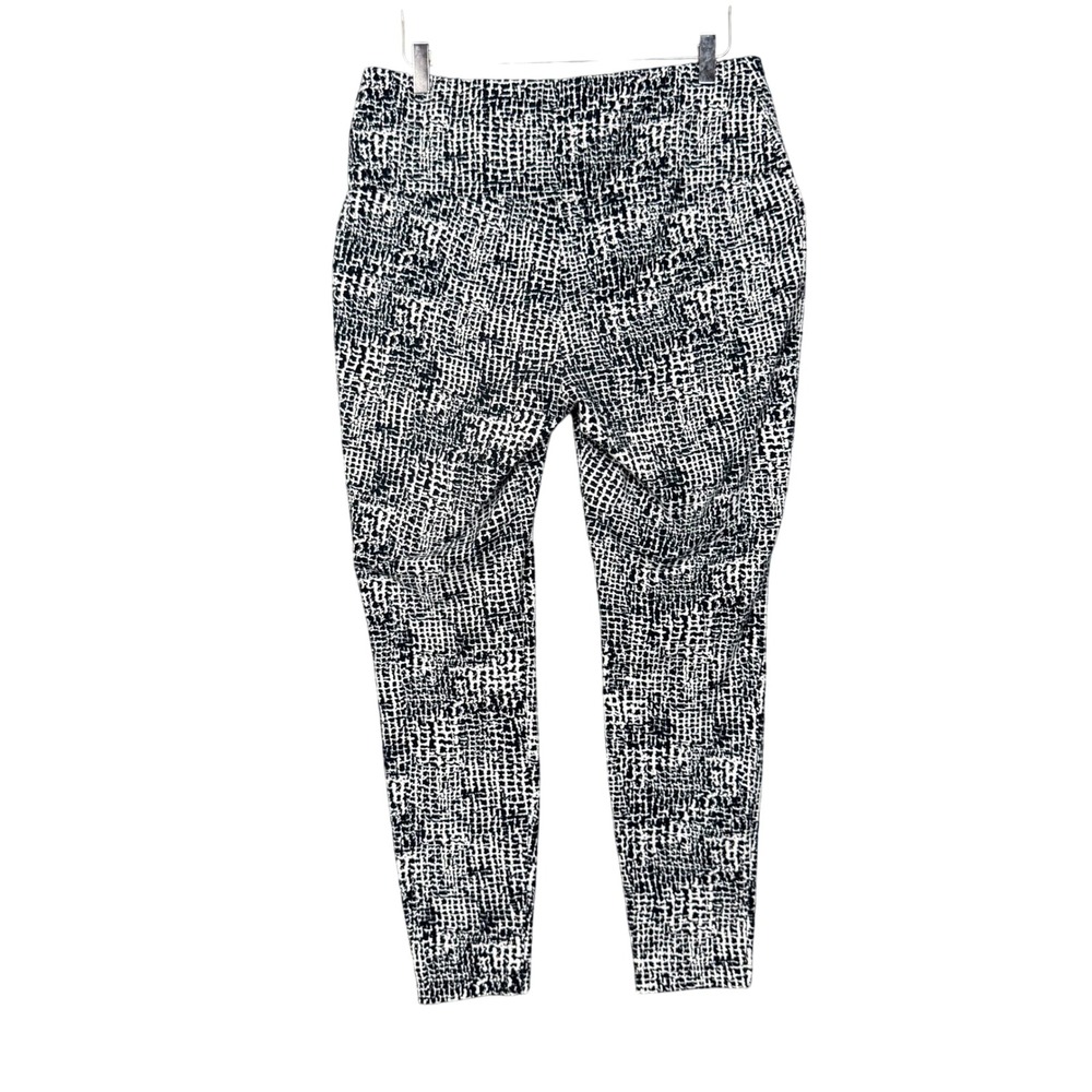 Chicos Zenergy Pants 2 Womens 12 Black White Print Slimming Panel Pull On Light - Picture 11 of 13